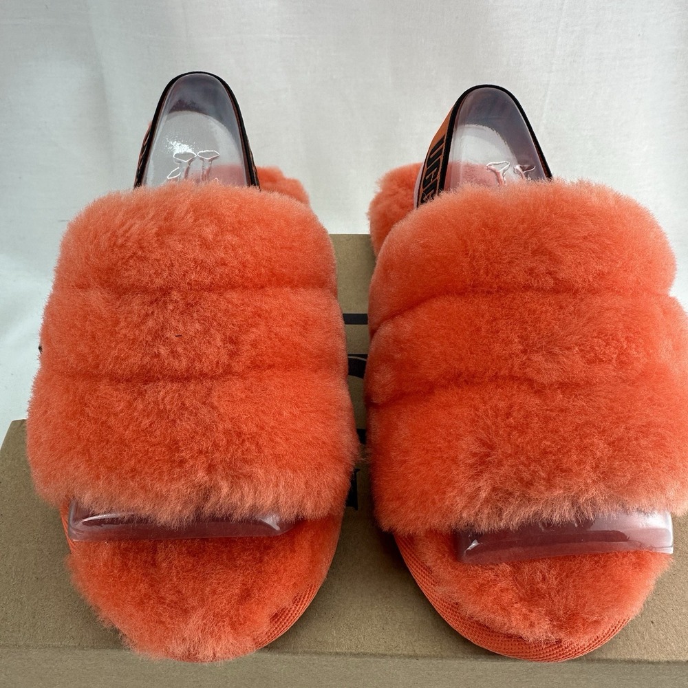 UGG Toddler Girls Fluff Yeah Slide Slippers Size 11T Hong Orange New w/ Box